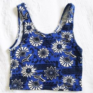 Floral Blue Crop Top